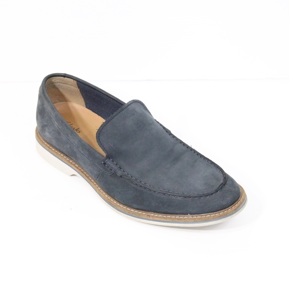 Clarks Loafer sz 9.5 Mens Slip on Shoes Blue Leather Business Casual